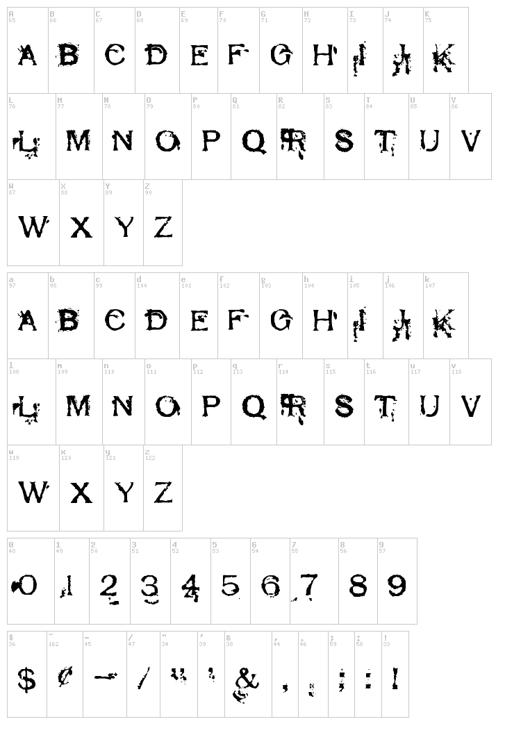 Respess Capitals font map
